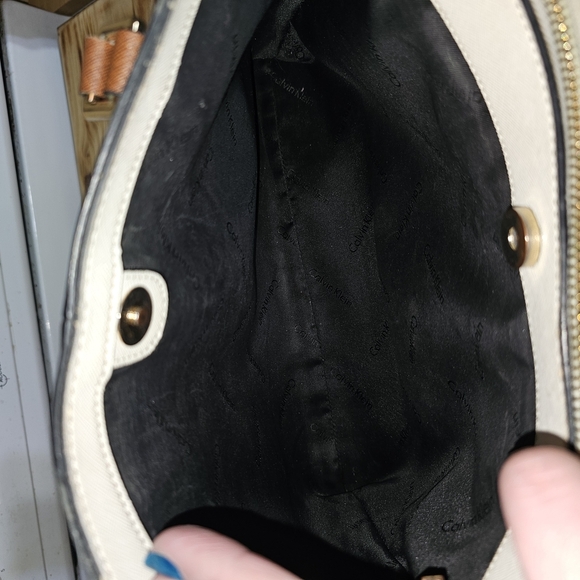 Calvin Klein Black and White Satchel with Gold Hardware - Picture 6 of 10